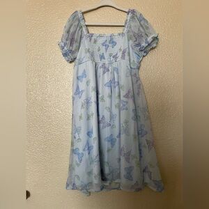 SO Girls Light Blue Butterfly Print Dress